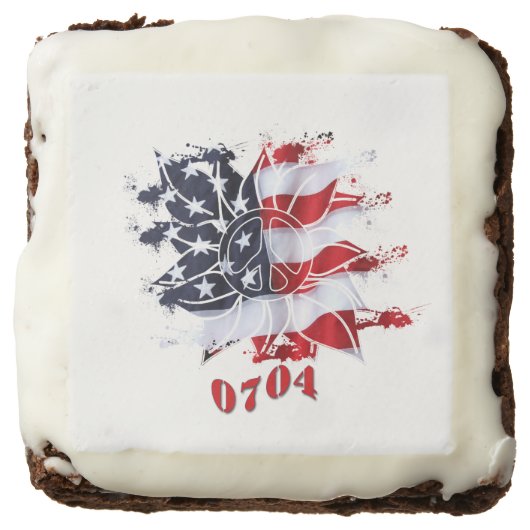 Patriotic Peace Flower 4th of July Party Cake Pops Brownie (Front)