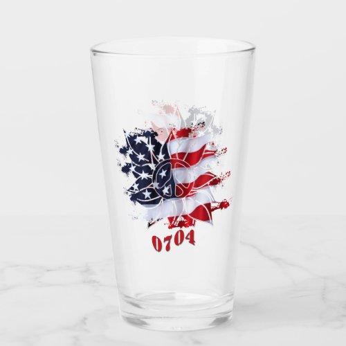 Patriotic Peace Flower 4th of July Party Glass