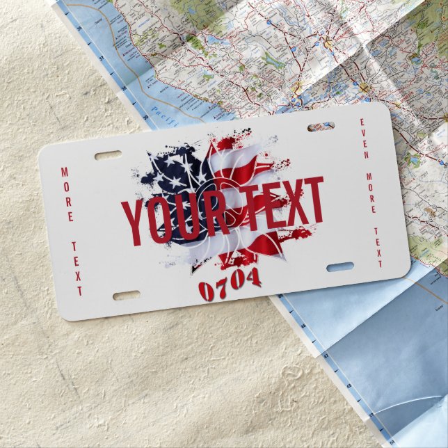 Patriotic Peace Flower Illustration License Plate (In Situ)