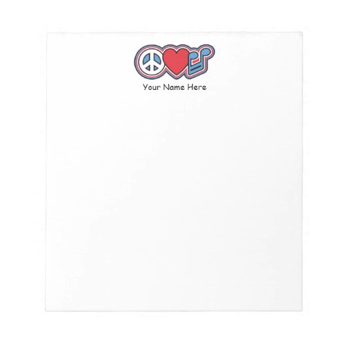 Patriotic Peace Love Music Notepad