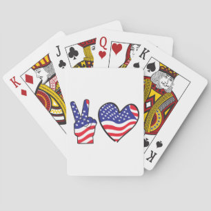 Patriotic Peace Sign and Heart Poker Cards