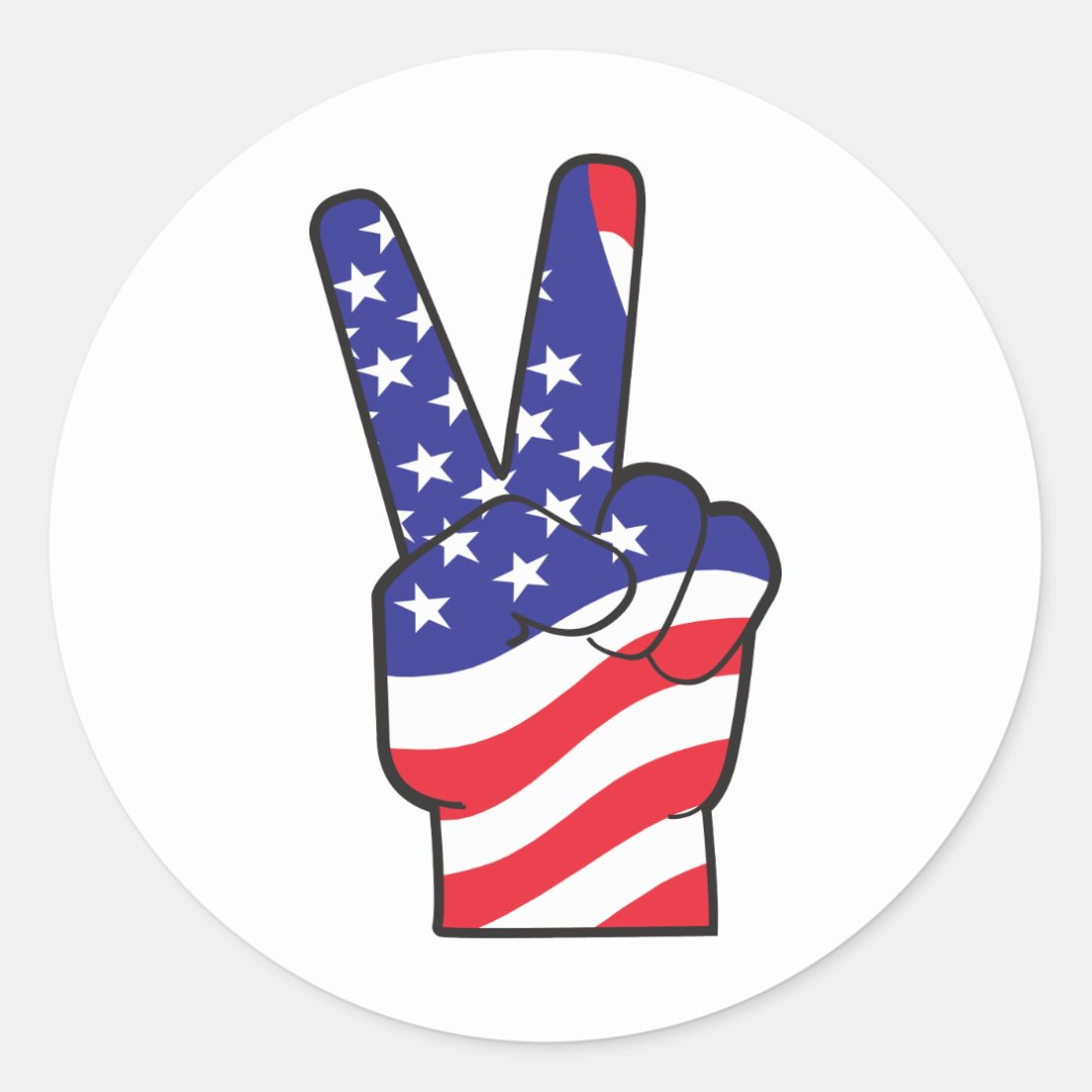 Patriotic Peace Sign Classic Round Sticker | Zazzle