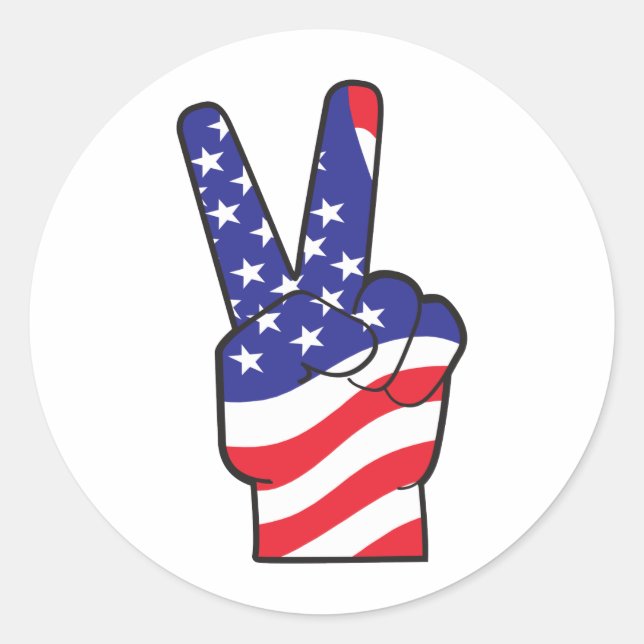 Patriotic Peace Sign Classic Round Sticker (Front)