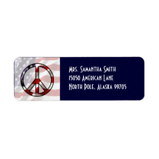 Patriotic Peace Sign Flag Address Label