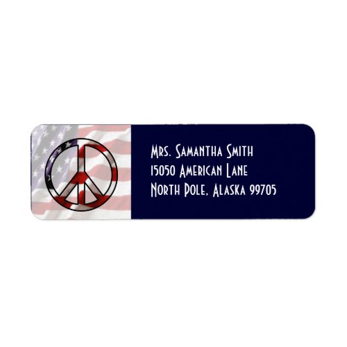 Patriotic Peace Sign Flag Address Label