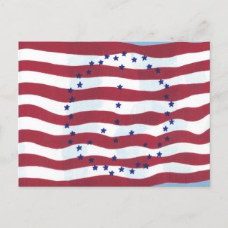 Patriotic Peace Sign Unique USA Flag Postcard