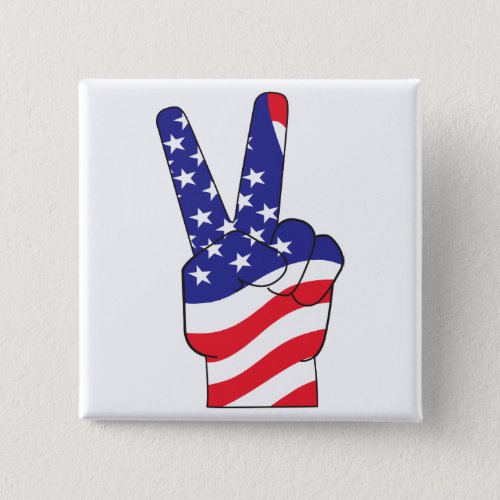 Patriotic Peace Sign USA Pinback Button