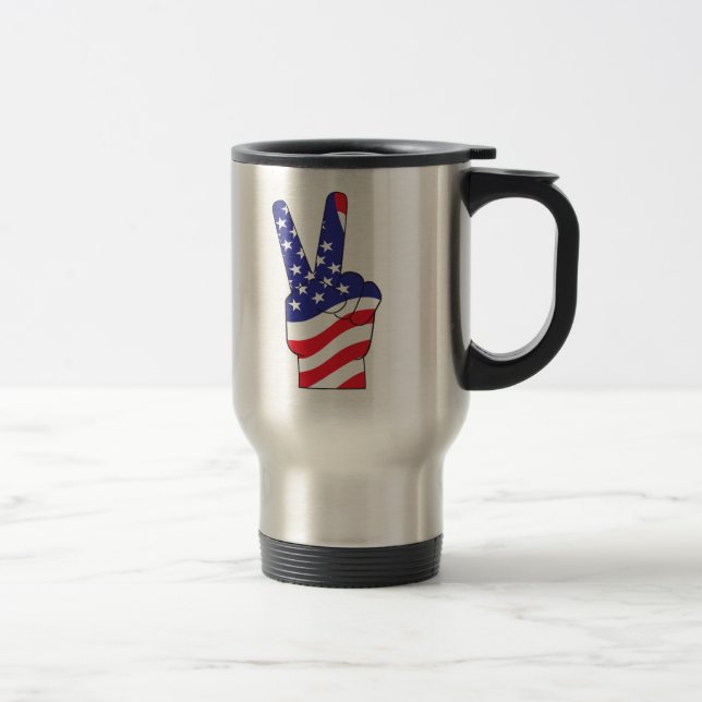 Patriotic Peace Sign USA Travel Mug (Right)