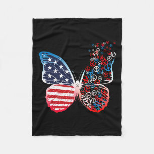 Patriotic Peace Signs 4th Of July Us Flag Fleece Blanket