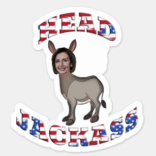 Patriotic Pelosi Head Jackass Sticker