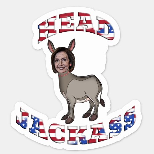 Patriotic Pelosi Head Jackass Sticker