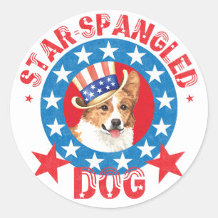 Patriotic Pembroke Welsh Corgi Classic Round Sticker