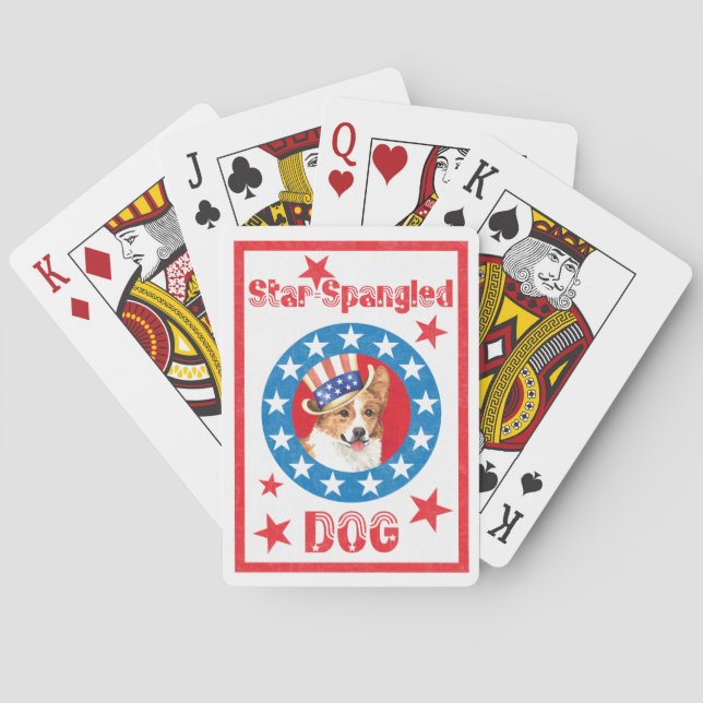Patriotic Pembroke Welsh Corgi Poker Cards (Back)