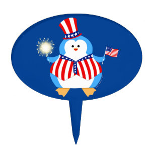 Patriotic Penguin Cake Topper