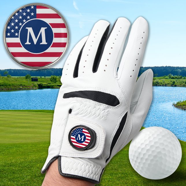 Patriotic Personalized Monogram American Flag Golf Glove (Creator Uploaded)