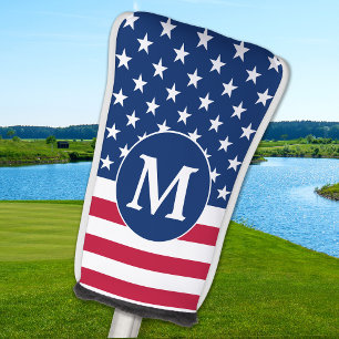 Patriotic Personalized Monogram American Flag Golf Head Cover