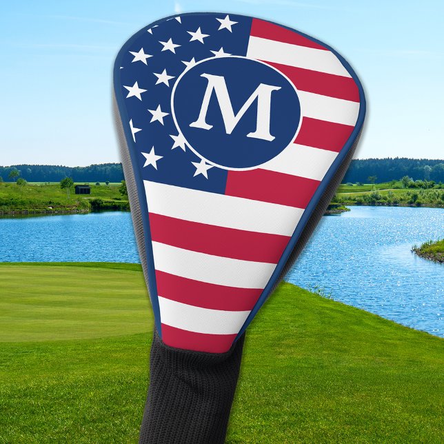 Patriotic Personalized Monogram American Flag Golf Head Cover (Creator Uploaded)