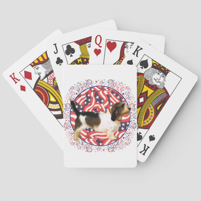 Patriotic Petit Basset Griffon Vendeen Poker Cards (Back)
