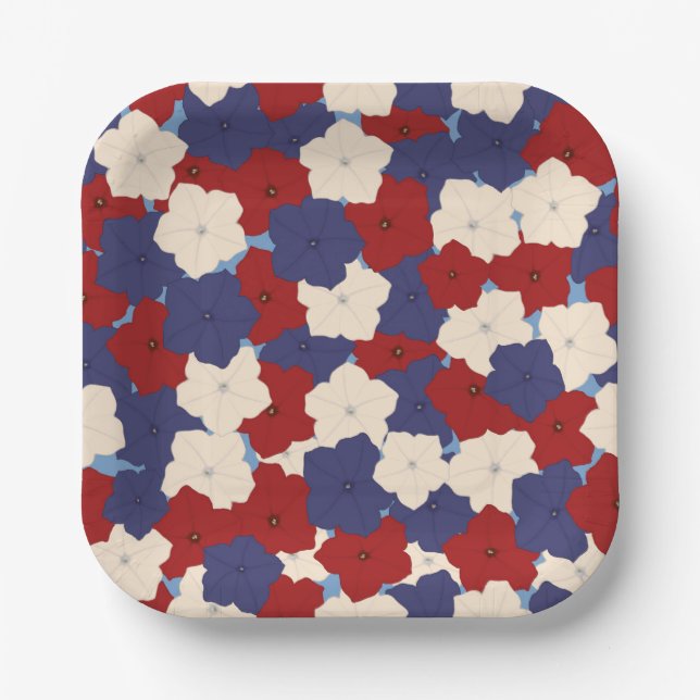 Patriotic Petunias Paper Plates (Front)
