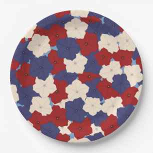 Patriotic Petunias Paper Plates