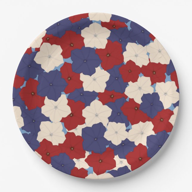 Patriotic Petunias Paper Plates (Front)