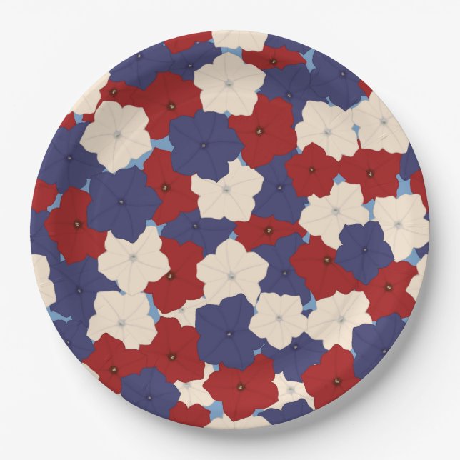 Patriotic Petunias Paper Plates (Front)