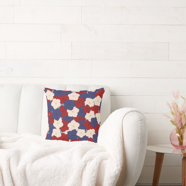Patriotic Petunias Throw Pillow (Couch)