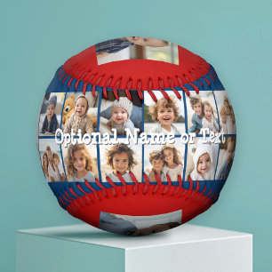 Patriotic Photo Collage - Up to 14 photos Red Blue Baseball