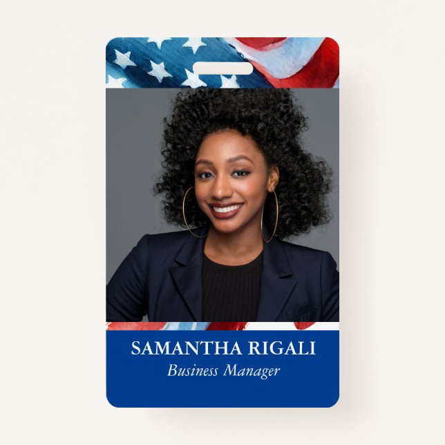 Patriotic Photo Customizable Badge (Front)