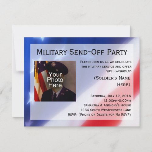 Patriotic Photo Military Send_off Party Invitation