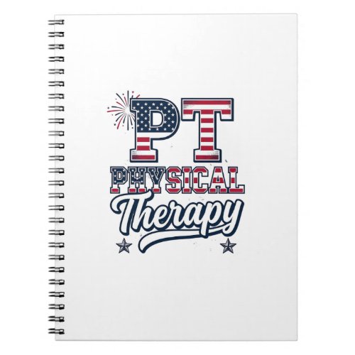 Patriotic Physical Therapy Vintage PT Shirt Design Notebook
