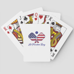 Patriotic Pickleball Let Freedom Ring 4th of July Poker Cards