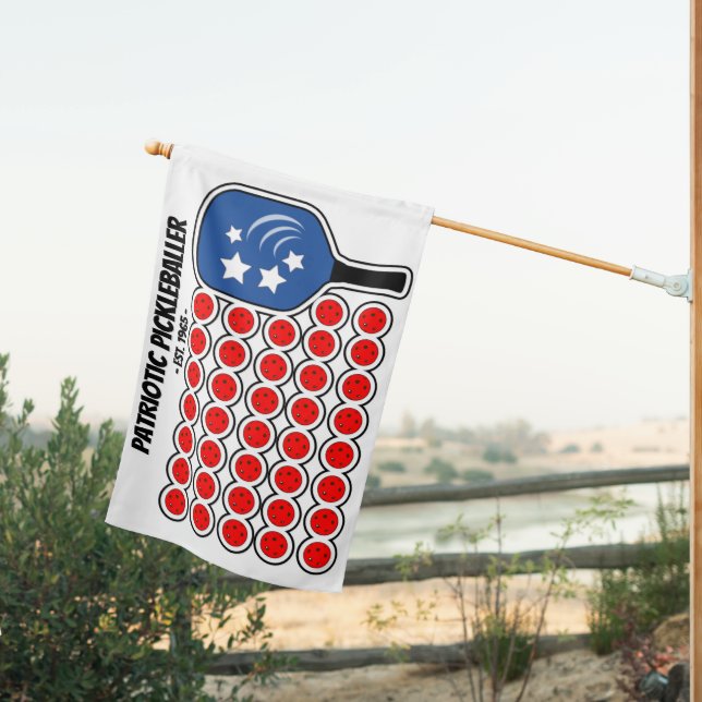 Patriotic Pickleball Red White Blue American Flag  (Insitu (Back))