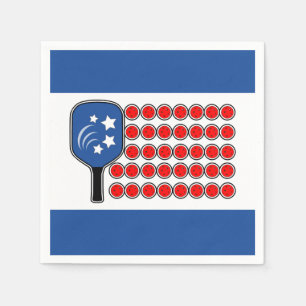Patriotic Pickleball Red White Blue American Flag  Napkins