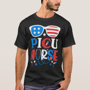 Patriotic Picu Nurse 4th Of July American Sunglass T-Shirt