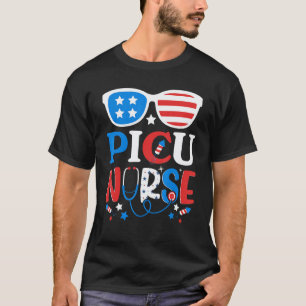 Patriotic Picu Nurse 4th Of July American Sunglass T-Shirt