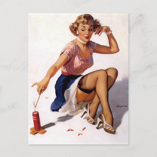 Patriotic Pin_Up Postcard