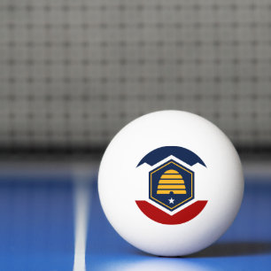 Patriotic ping pong ball with Flag of Utah, USA