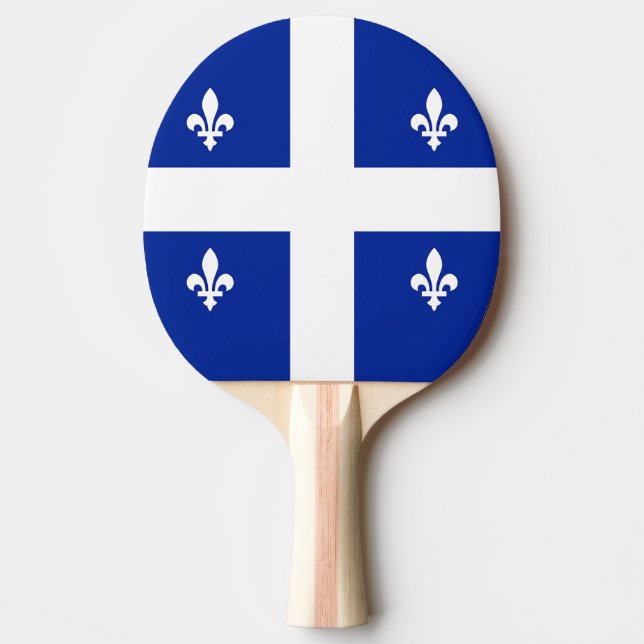 Patriotic, ping pong paddle with Flag of Quebec (Front)