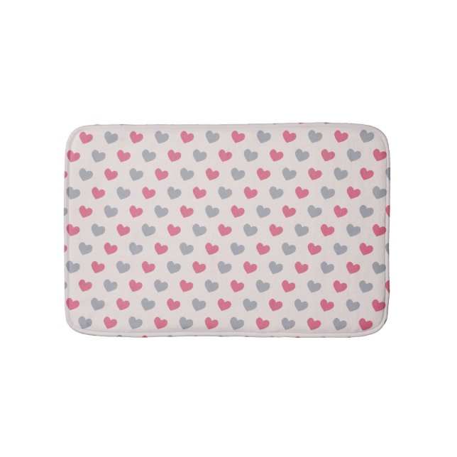 Patriotic Pink and Grey Heart Shape Bath Mat (Front)