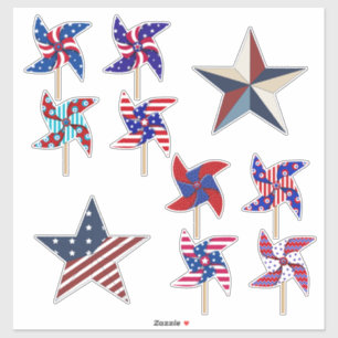Patriotic Pinwheels and Stars July 4th Sticker