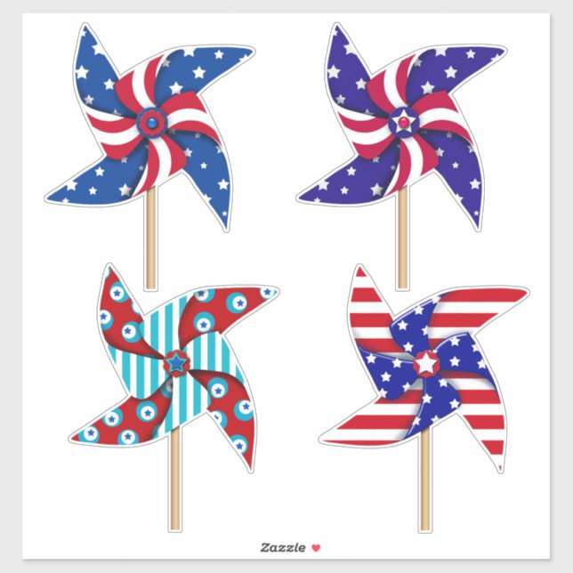 Patriotic Pinwheels July 4th 14 x 14 Sheet Sticker (Sheet)
