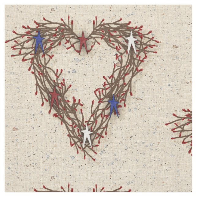Patriotic Pip Berry Heart Fabric (Close Up)