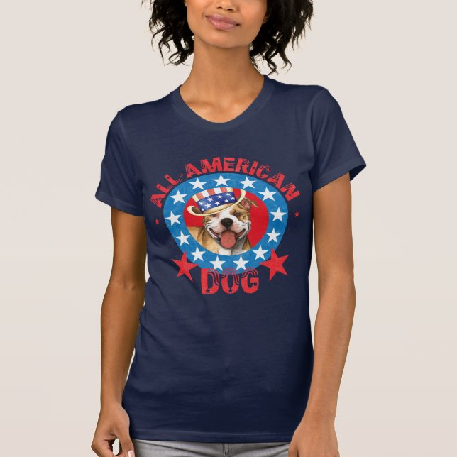 Patriotic Pit Bull Terrier T-Shirt (Front)