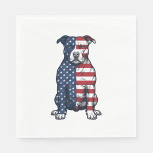 Patriotic Pit Bull Vintage Engraving Vector Design Napkins