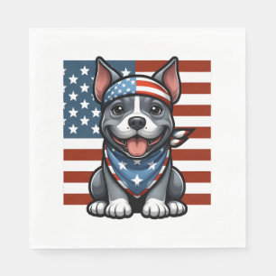 Patriotic Pitbull American Flag 4th of July BBQ Napkins
