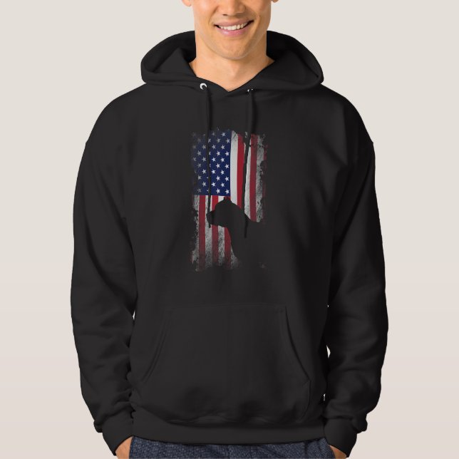 Patriotic Pitbull American Flag Cool Dog Hoodie (Front)