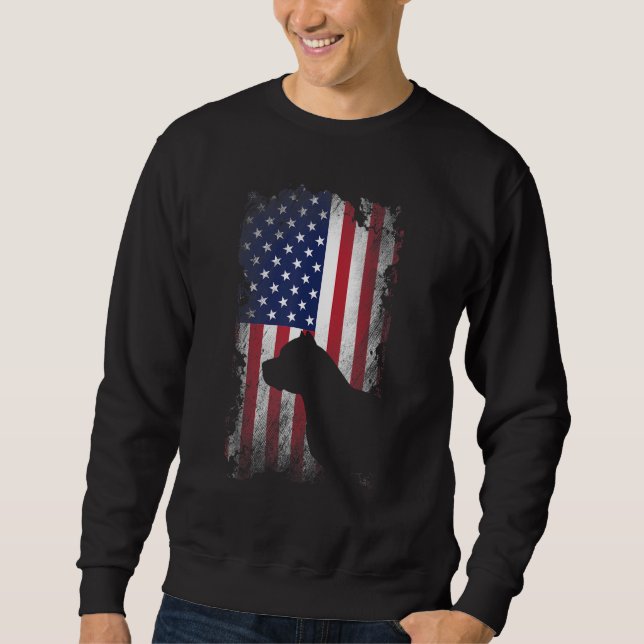 Patriotic Pitbull American Flag Cool Dog Sweatshirt (Front)