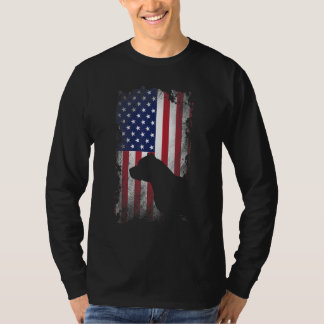 Patriotic Pitbull American Flag Cool Dog T-Shirt
