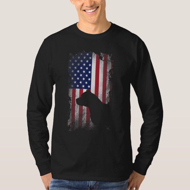 Patriotic Pitbull American Flag Cool Dog T-Shirt (Front)
